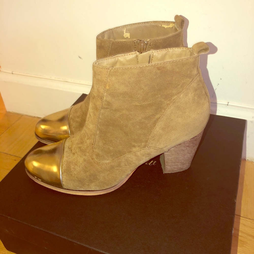 Gold Toe Suede Booties